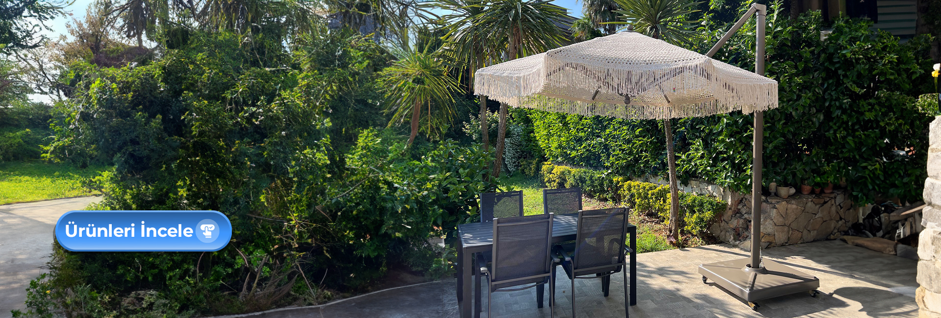 Makrome Yandan Gövdeli Şemsiyeler