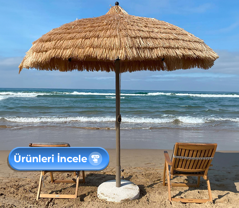 2.5 Metre Yuvarlak Alüminyum Gövdeli Bohem Saz Şemsiye