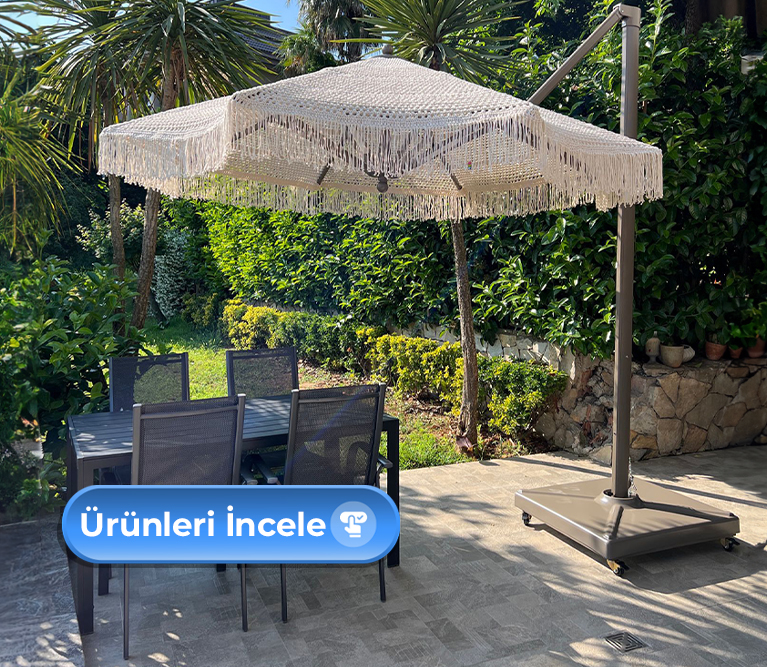 Makrome Yandan Gövdeli Şemsiyeler